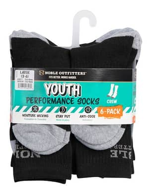Thumbnail of the Noble Outfitters® Youth Performance Crew Sock 6-Pack
