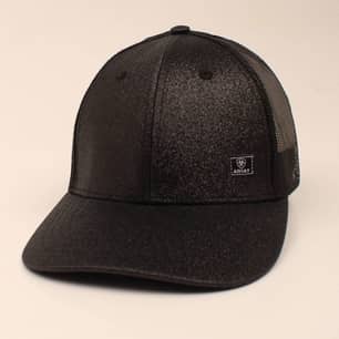 Thumbnail of the Ariat Ladies Glitter Messy Bun Cap Black