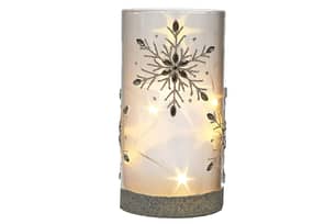 Thumbnail of the Led Cylinder Glass Stand Gem Snowflake 6.75"