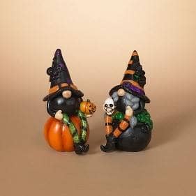 Thumbnail of the 7.8"H B/O LIGHTED RESIN HALLOWEEN GNOME" 2 ASST