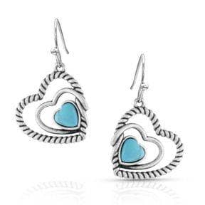 Thumbnail of the Montana Silversmiths® Clearer Ponds Turquoise Heart Earrings