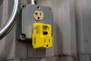 Thumbnail of the YELLOW 120V/15A SINGLE OUTLET GFCI ADAPTER BOOTED