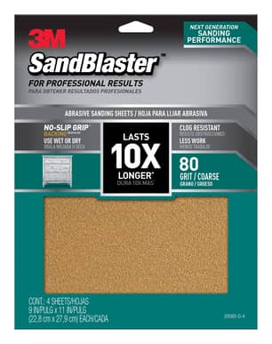 Thumbnail of the 3M™ SandBlaster™ Advanced Sanding Sanding Sheets w/ NO-SLIP™ GRIP, 20080-G-4 ,80 grit, 9 in x 11 in, 4/pk