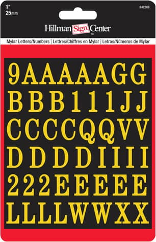 Thumbnail of the Gold/Black Packaged Letters & Numbers, 1 in., A-Z, 0-9, 842266