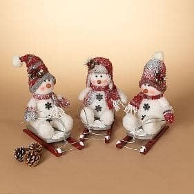 Thumbnail of the Plush Holiday Snowman on Sleigh, 3 Assorted