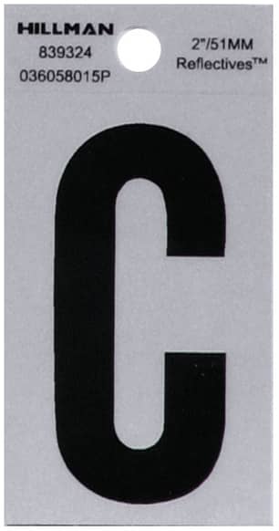Thumbnail of the 2" Black & Silver Reflective Letter C