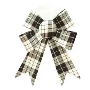 Thumbnail of the Preformed Gift Bow In Fabric Plaid Print Black/Whi