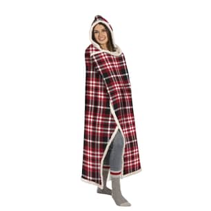 Thumbnail of the S&CO. HOME Throw Flannel Hooded Rev Sherpa 48X65 Bk/Red Plaid