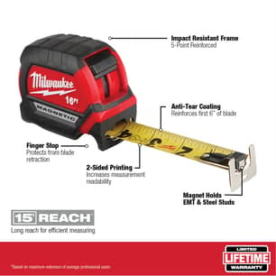 Thumbnail of the MILWAUKEE 16' COMPACT MAGNETIC TAPE - 12? SO