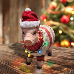 Thumbnail of the 'Holiday Farm Lighted Pig Statuary