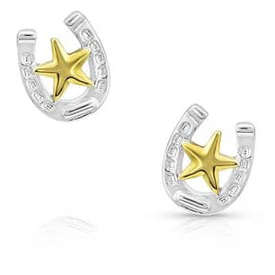 Thumbnail of the Montana Silversmiths® Small Stars & Horseshoe Post Earrings