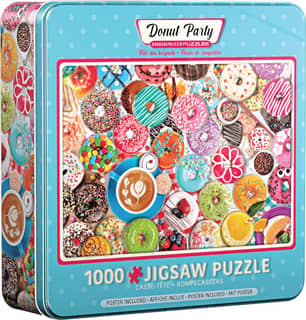Thumbnail of the 1000-PIECE DONUT PARTY PUZZLE IN A TIN