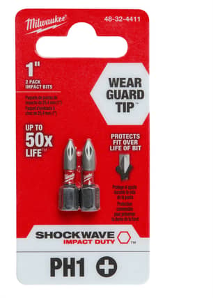 Thumbnail of the MILWAUKEE PHILLIPS #1 SHOCKWAVE™ IMPACT BITS 1IN 2PK