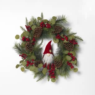 Thumbnail of the Holiday Pine & Berry Wreath w/ Fabric Gnome
