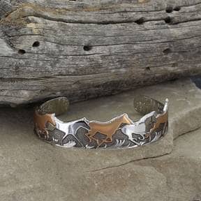 Thumbnail of the Montana Silversmiths® Horses Of A Different Color Cuff Bracelet
