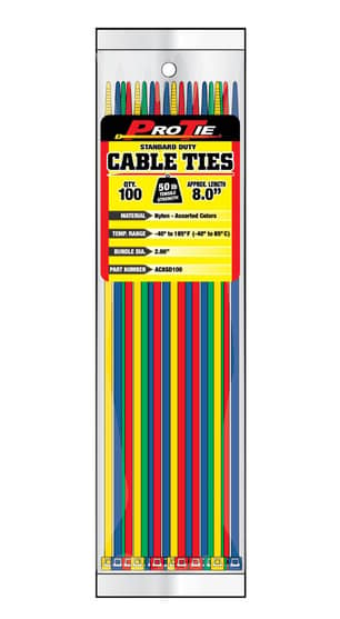 Thumbnail of the CABLE TIE 8"X50LB ASSTCOL100PC