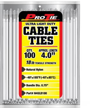 Thumbnail of the CABLE TIE 4"NAT NYLN 18LB100PC