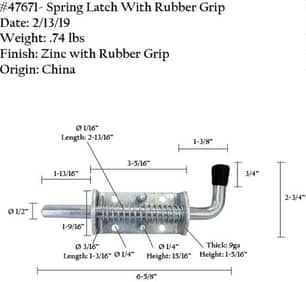 Thumbnail of the Spring Latch with Rubber Grip - Zinc Plated