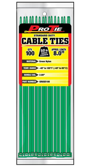 Thumbnail of the CABLE TIE 8"GRNNYL 50LB 100PC
