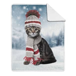 Thumbnail of the Printed Throw With Sherpa Sock Kitty