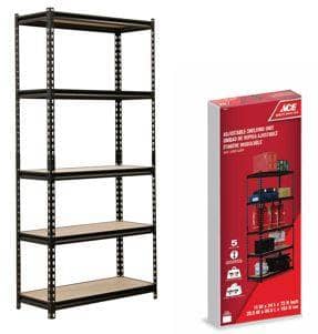 Thumbnail of the Ace 34 Inch x 14 Inch x 72 Inch (86.5CM x 35.5CM x 183CM) Shelf Unit 5 Tier Particle Board Steel