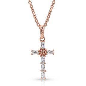 Thumbnail of the Montana Silversmiths® Entwined Rose Gold Brilliant Cross Necklace