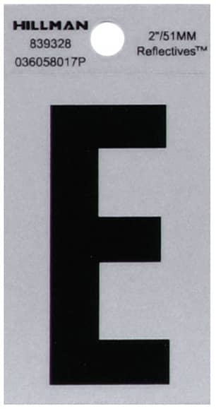 Thumbnail of the 2" Black & Silver Reflective Letter E