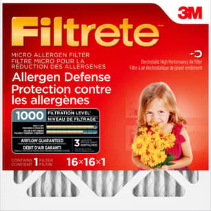 Thumbnail of the FILTRETE ALLERGEN DEFENSE MICRO ALLERGEN FILTER, MICROPARTICLE PERFORMANCE RATING 1000, 16 in x 16 in x 1 in