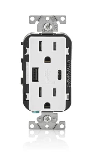 Thumbnail of the Decora USB Receptacle 15 Amp 5.1A Type A/Type-C in White