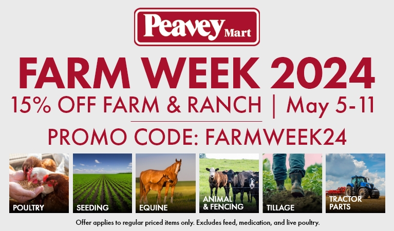 It's FARM WEEK! Use promo code: FARMWEEK24 to save 15% on farm and ranch.