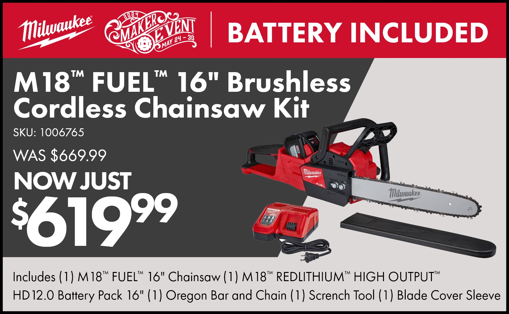 Shop the Milwaukee® M18 FUEL™ 16" Brushless Cordless Chainsaw Kit