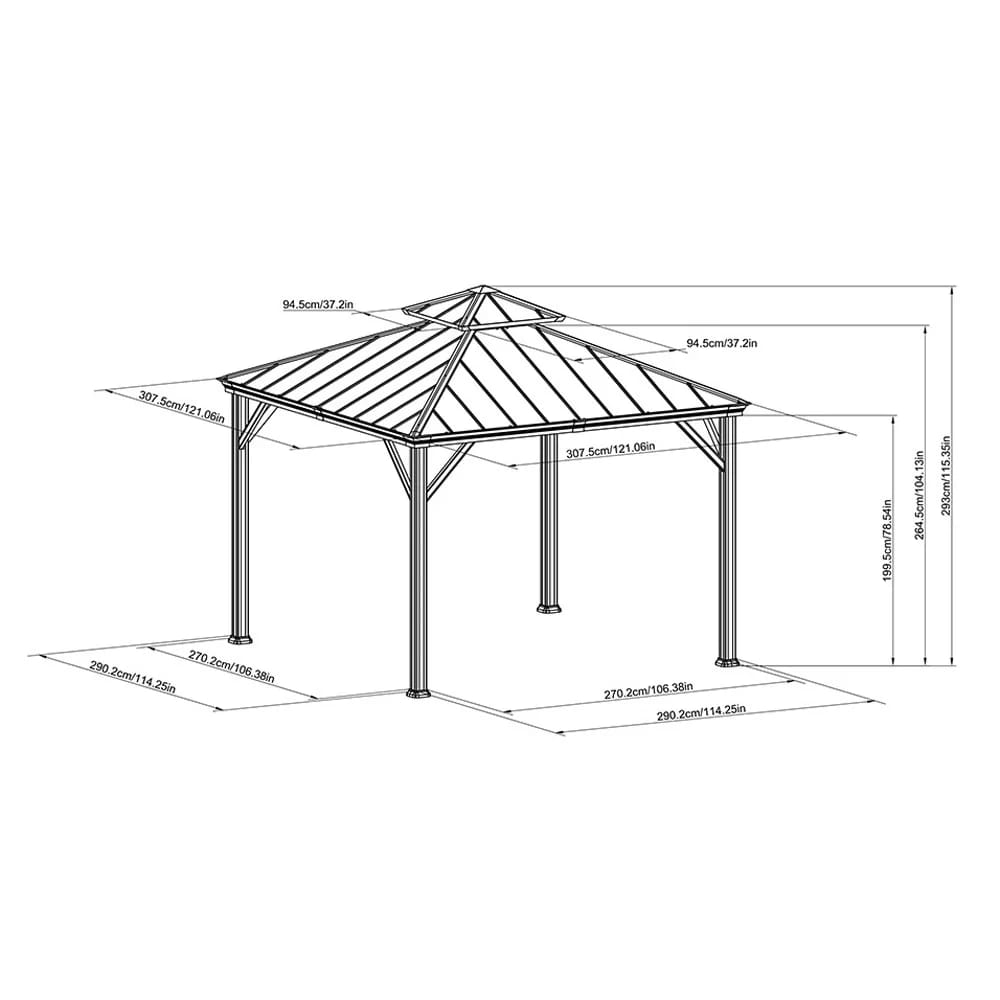 Monroe 10' x 10' Aluminum 2-Tier Hardtop Gazebo