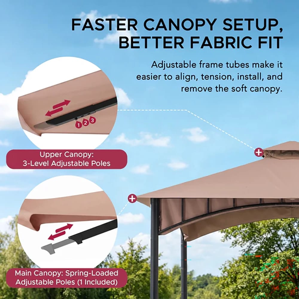 Sunjoy 11' x 11' Canopy Gazebo with Bamboo Look Steel Frame