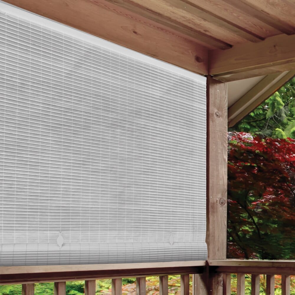 Indoor/Outdoor White PVC Cord Free Roll-Up Blind, 36"