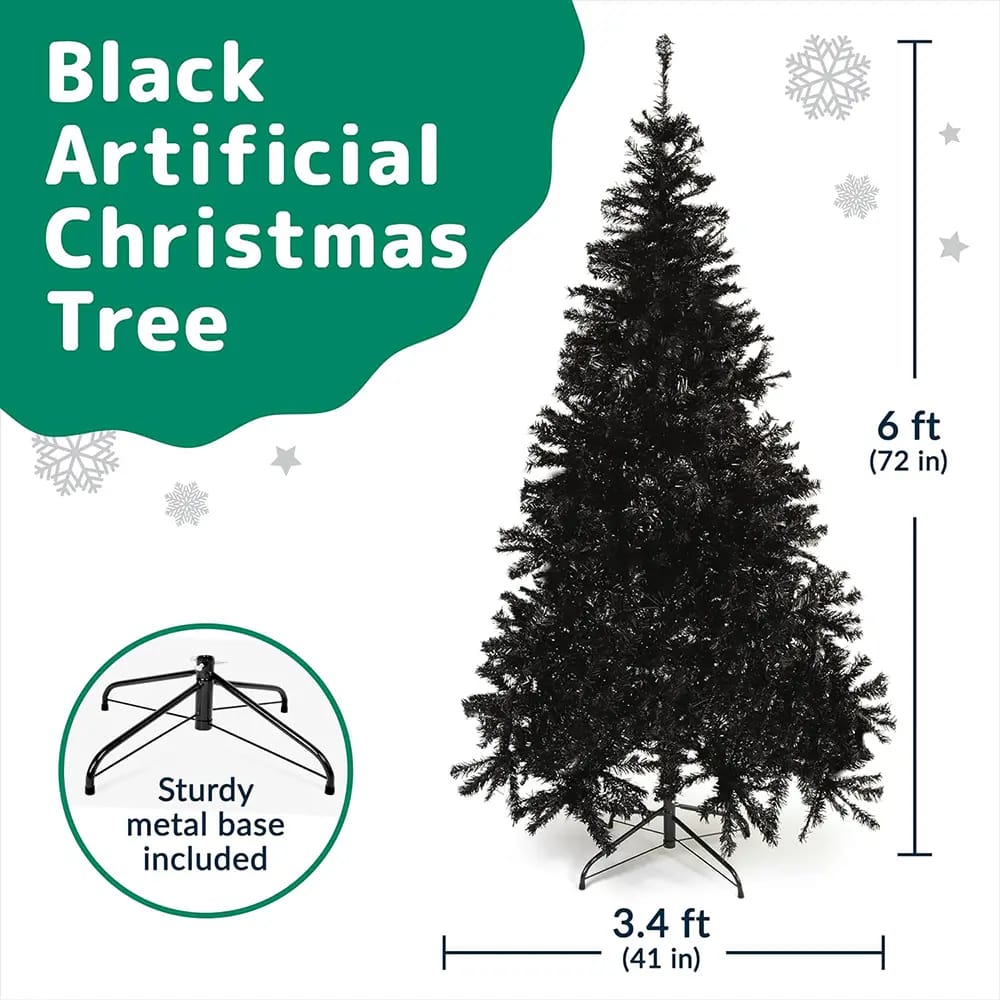 Prextex 6' Premium Artificial Christmas Tree, Black