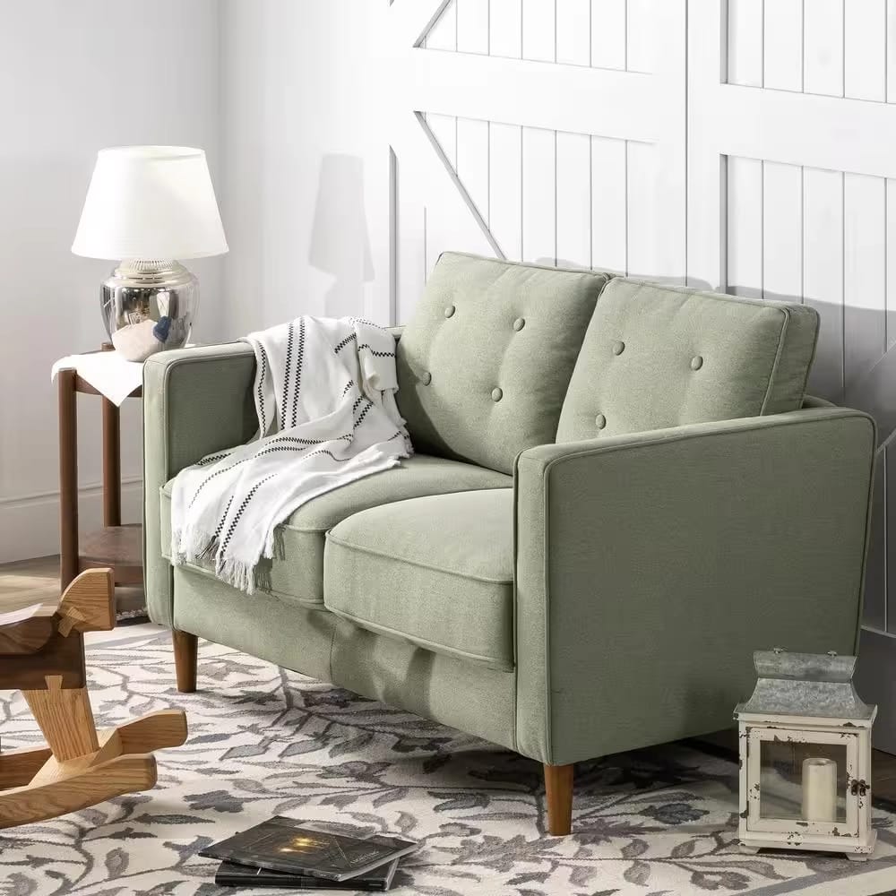 Zinus Upholstered Loveseat, Pear Green