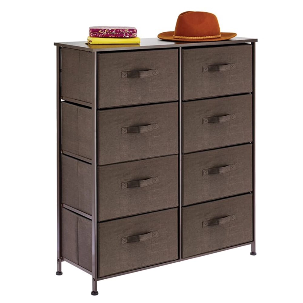 mDesign Large 8-Drawer Storage Dresser, Dark Brown