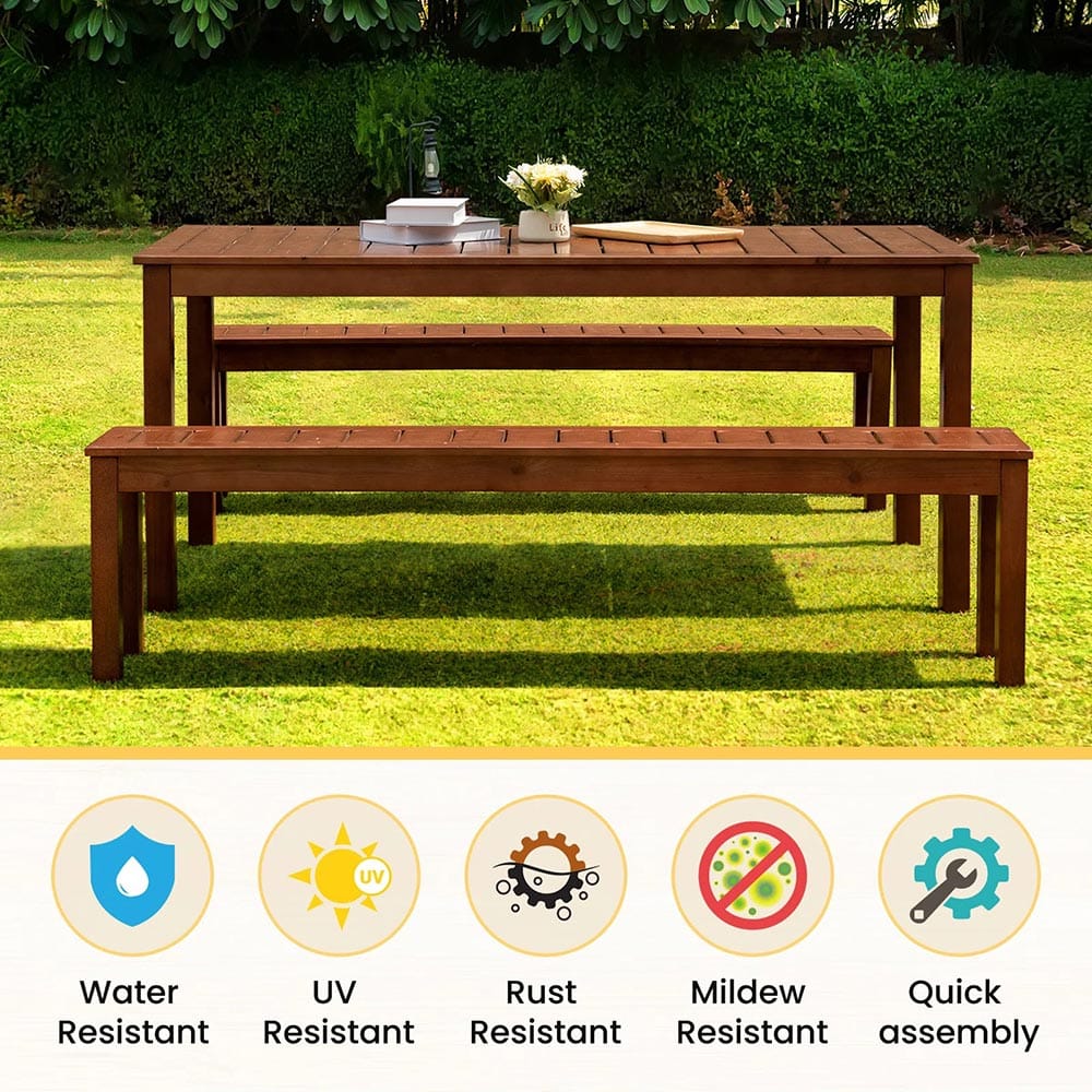 4-Person 69" Acacia Wood Picnic Dining Set