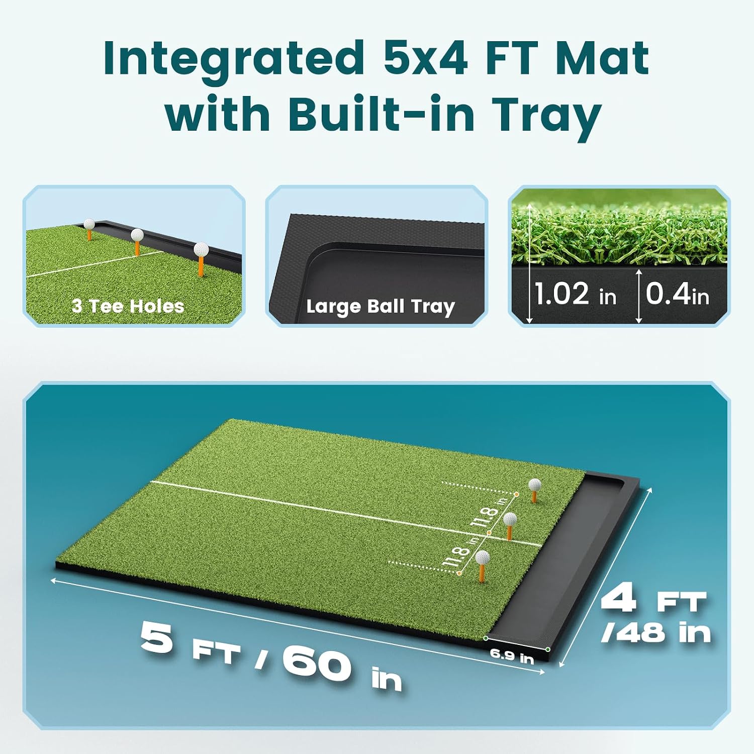 5' x 4' Golf Hitting Mat with Ball Tray