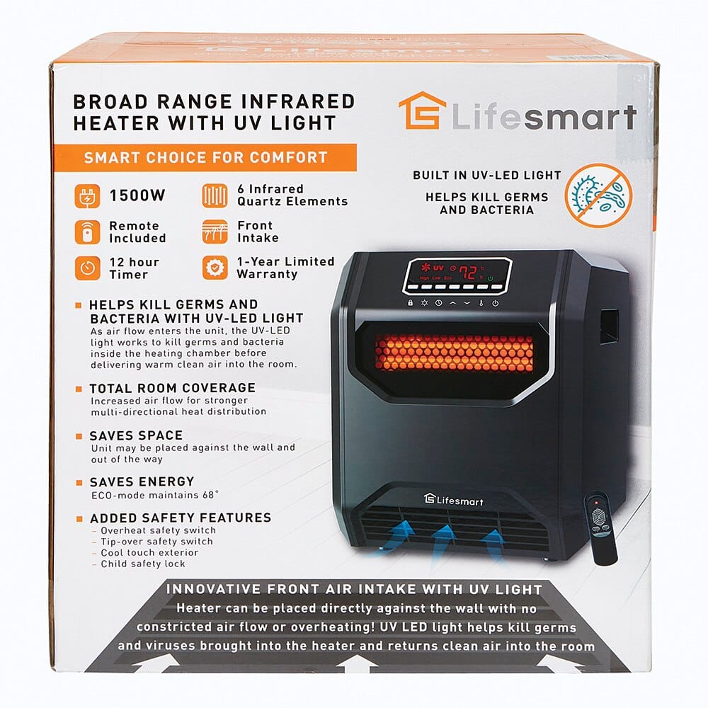 Lifesmart 6-Element Infrared Quartz Heater with UV Light