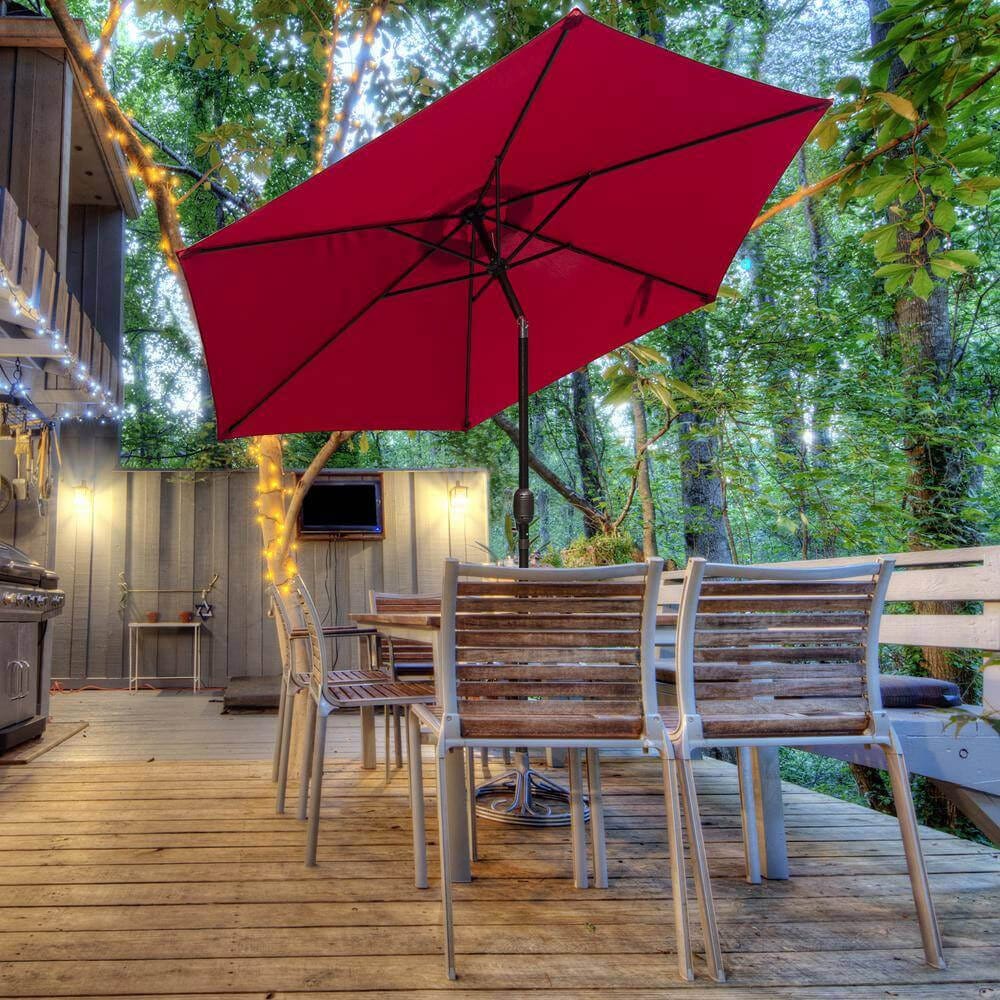 Abba Patio Outdoor Patio Umbrella with Push Button Tilt and Crank, 9', Red
