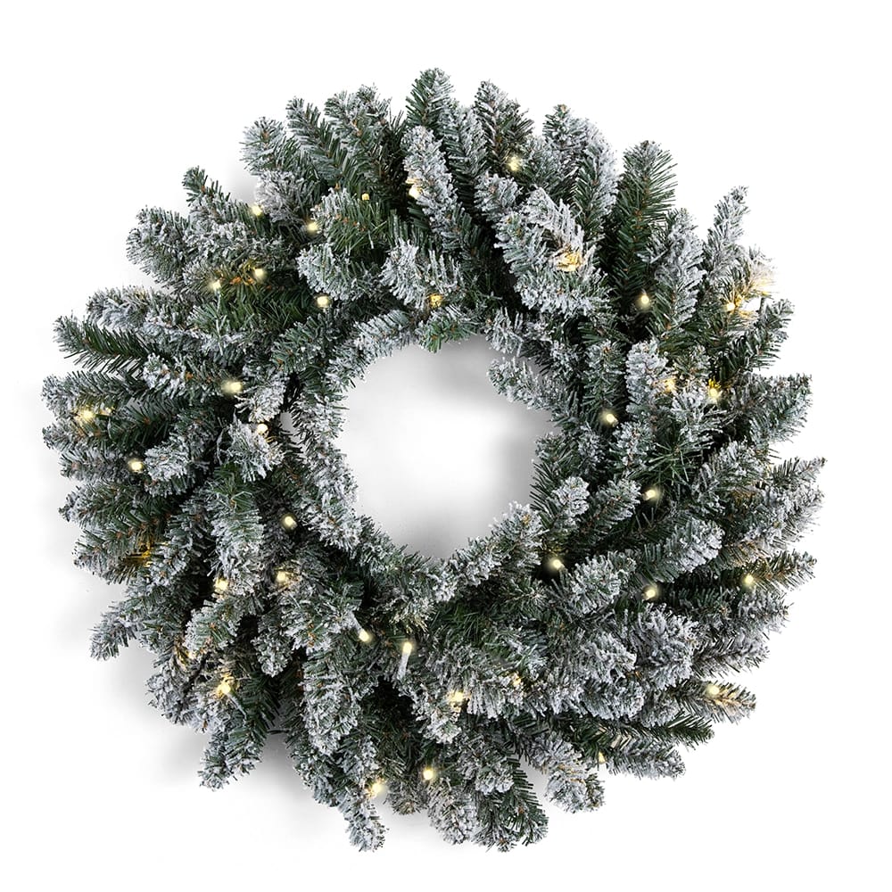 Famous Brand 24" Pre-Lit Frosted Blue Spruce Artificial Wreath