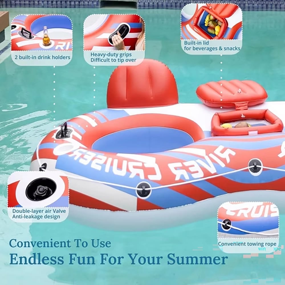 Sunrio 2 Person Inflatable River Tube, Red