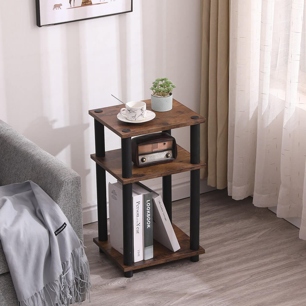 Turn-N-Tube End Table, Set of 2, Rustic Brown/Black