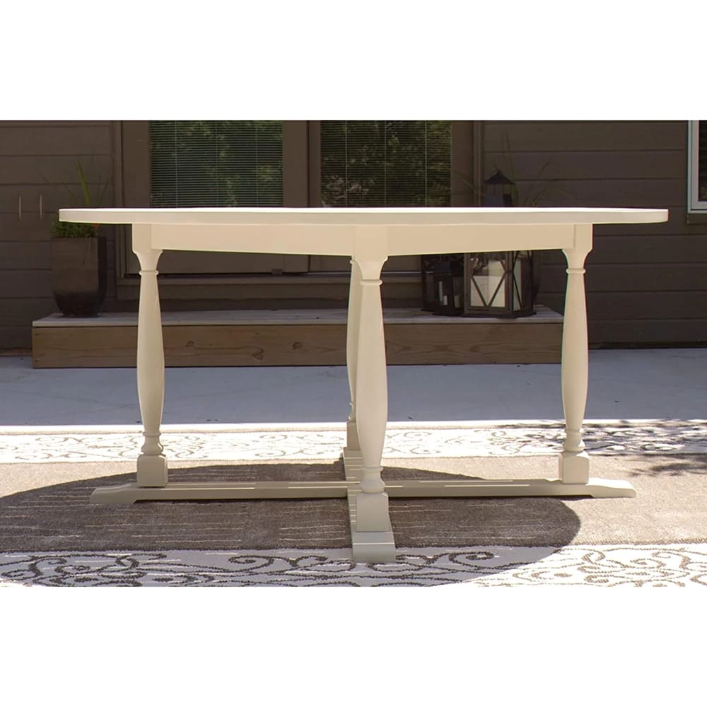 Smart Living Acacia Round Dining Table, Light Gray, 60"