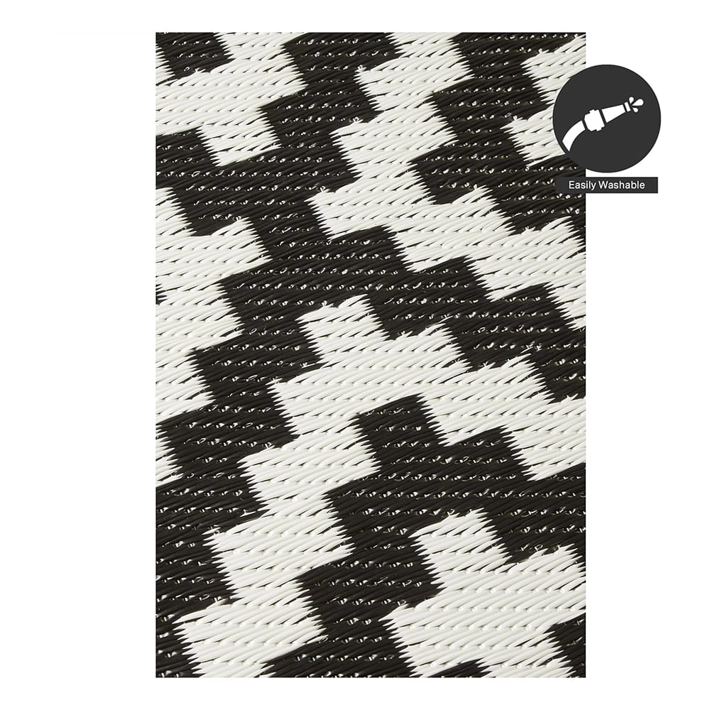 FH Home Reversible Outdoor Area Rug, 5' x 8', Aztec-Black/White