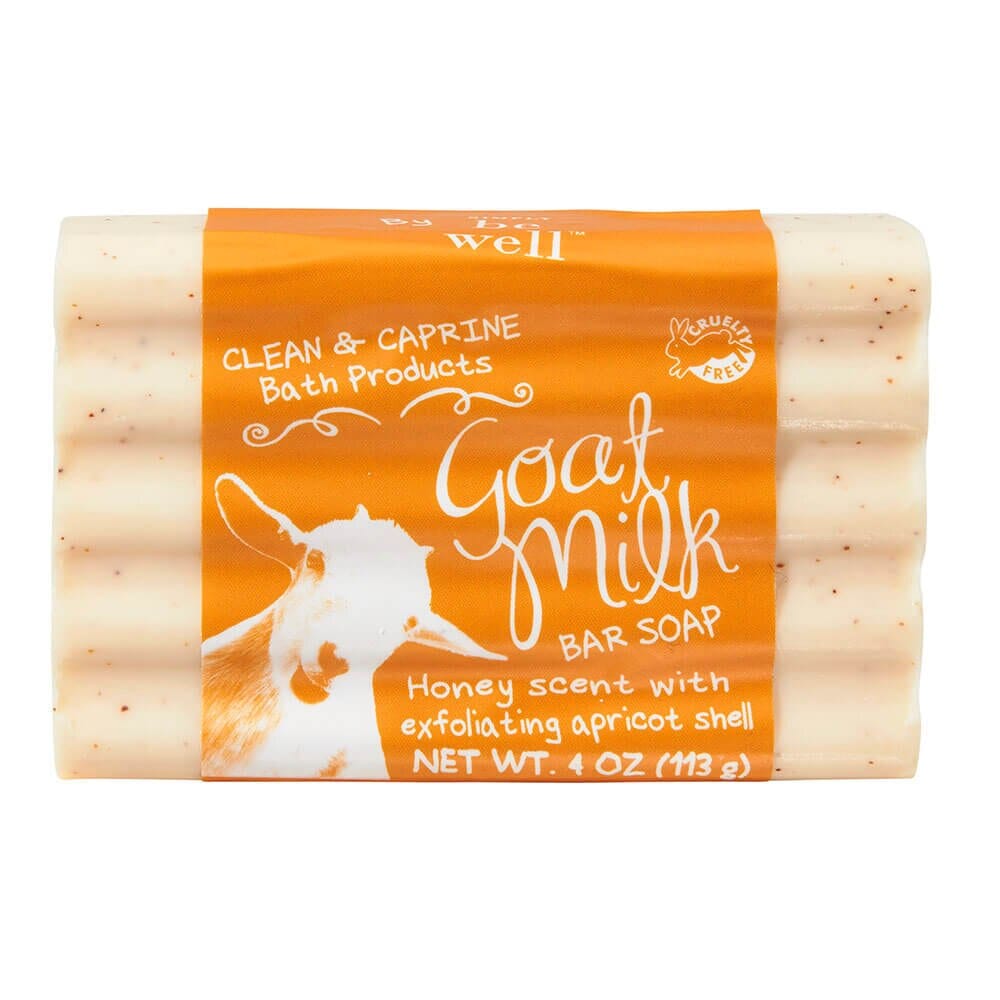 Simply Be Well Honey Scented Goat Milk Bar Soap with Exfoliating Apricot Shell, 4 oz