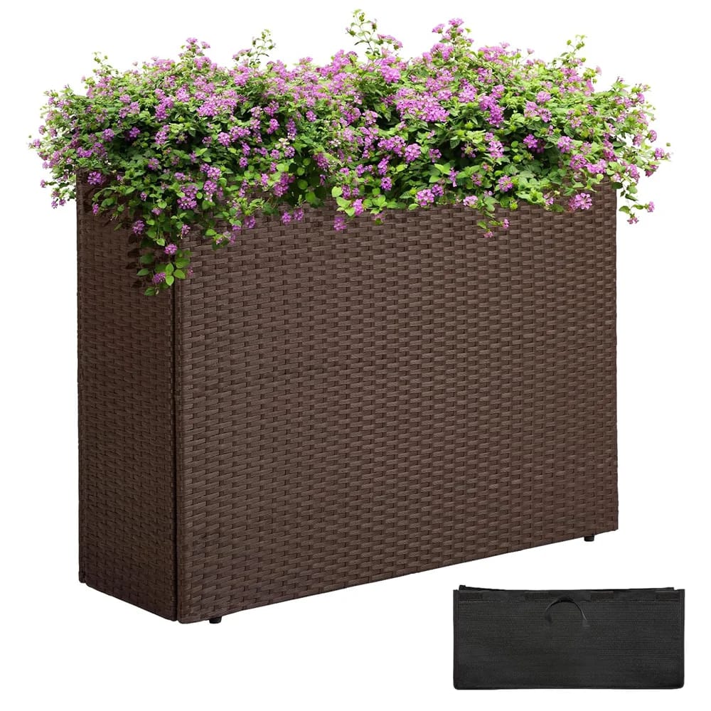 Idzo All Weather Wicker Raised Garden Bed Planter, Brown