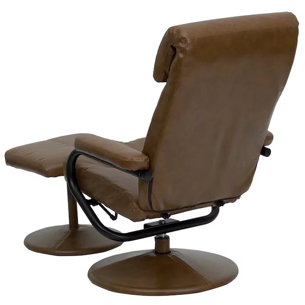 Flash Furniture Faux Leather Swivel Recliner with Ottoman, Brown