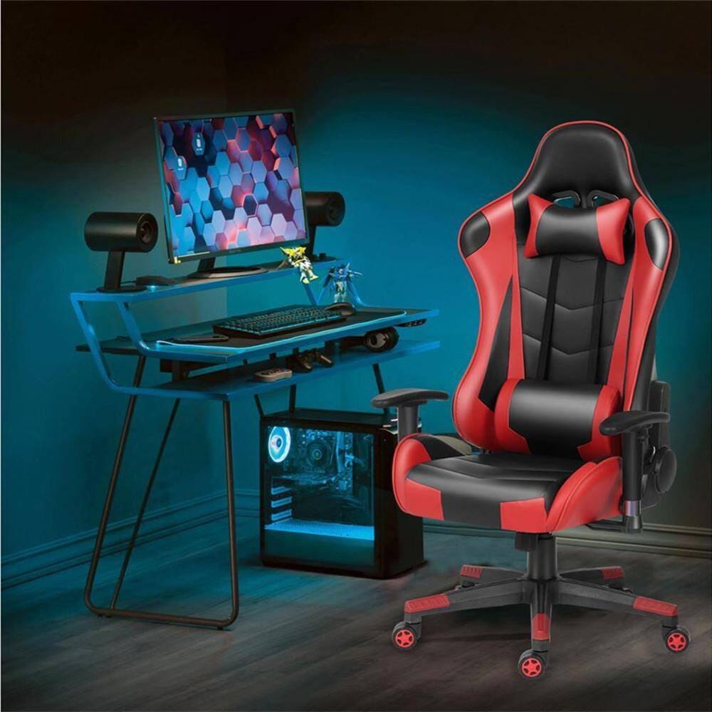 Ergonomic Gaming Chair with Headrest, Red